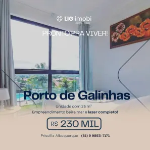 Flat com 1 Quarto à venda, 25m² no Porto de Galinhas, Ipojuca