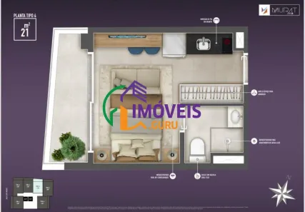 Apartamento com 1 Quarto à venda, 22m² no Jardim das Bandeiras, São Paulo