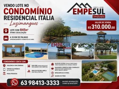 Lote/Terreno à venda, 854m² no Itália (Luzimangues), Porto Nacional