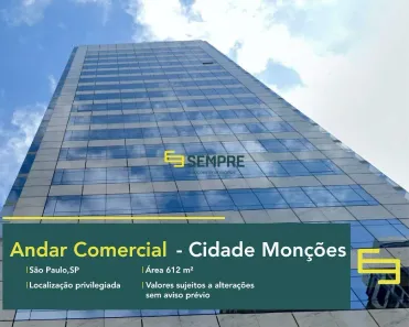 Imóvel Comercial para alugar, 612m² no Cidade Monções, São Paulo