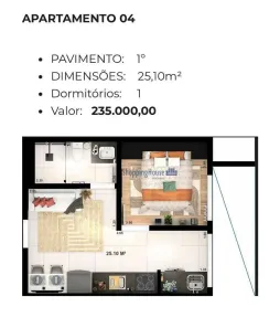 Apartamento com 1 Quarto à venda, 25m² no Jardim Líbano, São Paulo