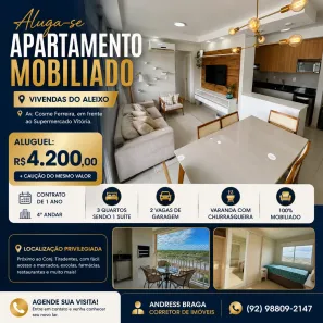 Apartamento com 3 Quartos para alugar, 150m² no Aleixo, Manaus