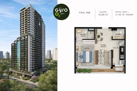 Apartamento com 1 Quarto à venda, 44m² no Serrinha, Goiânia