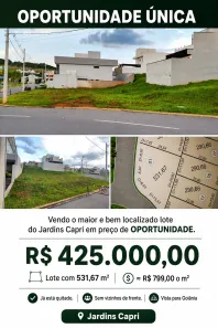 Lote/Terreno à venda, 532m² no Jardins Capri, Senador Canedo