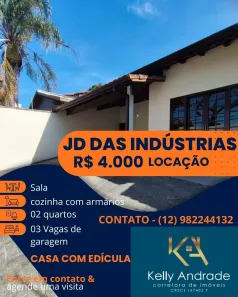 Casa com 2 Quartos para alugar, 130m² no Jardim das Indústrias, São José dos Campos
