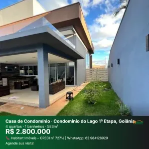 Casa de Condomínio com 4 Quartos à venda, 383m² no Condomínio do Lago 1ª Etapa, Goiânia