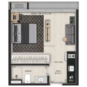 Apartamento com 1 Quarto à venda, 27m² no Jardim Panorama, São José do Rio Preto