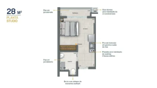 Apartamento com 1 Quarto à venda, 28m² no Ipiranga, São Paulo