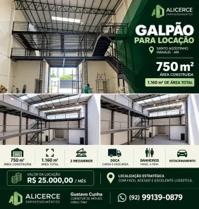 Galpão/Depósito/Armazém para alugar, 750m² no Compensa, Manaus