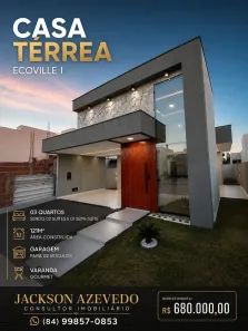 Casa de Condomínio com 3 Quartos à venda, 121m² no Parque das Nações, Parnamirim