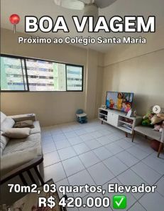 Apartamento com 3 Quartos à venda, 70m² no Boa Viagem, Recife