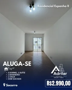 Apartamento com 3 Quartos para alugar, 70m² no Socorro, Mogi das Cruzes