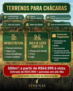 Lote/Terreno à venda, 500m² no Recreio Topázio (Caucaia do Alto), Cotia