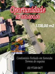 Lote/Terreno à venda, 1138m² no Jardim Vale do Lago Residencial, Sorocaba