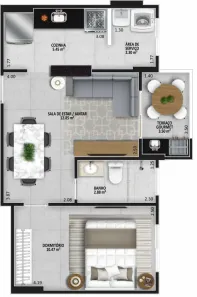 Apartamento com 1 Quarto à venda, 43m² no Aviação, Praia Grande
