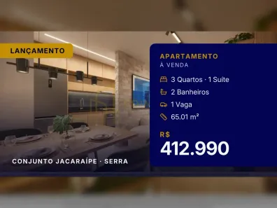 Apartamento com 3 Quartos à venda, 65m² no Conjunto Jacaraípe, Serra