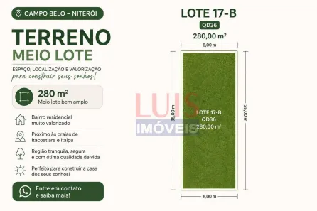Lote/Terreno à venda, 280m² no Itaipu, Niterói