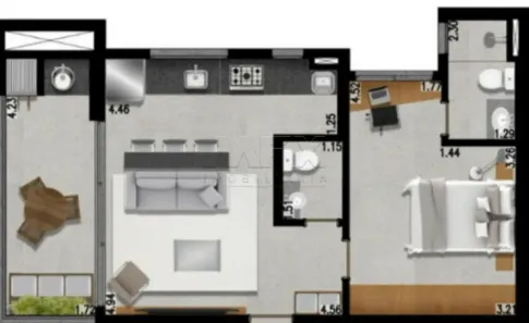 Apartamento com 1 Quarto à venda, 62m² no Vila Aviação, Bauru