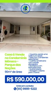 Casa de Condomínio com 3 Quartos à venda, 90m² no Parque Residencial das Nações Indígenas, Cuiabá