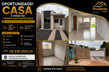 Casa com 2 Quartos à venda, 56m² no Nova Esperança, Cuiabá