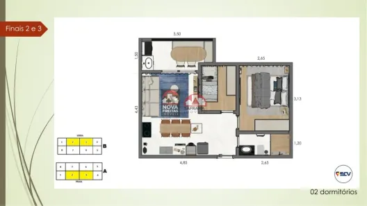 Apartamento com 2 Quartos à venda, 45m² no Jardim Brasil, Caraguatatuba