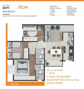 Apartamento com 3 Quartos à venda, 61m² no Setor Sudoeste, Goiânia