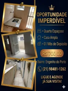 Casa com 1 Quarto para alugar, 50m² no Engenho do Porto, Duque de Caxias