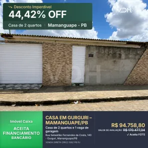 Casa com 2 Quartos à venda, 102m² no Centro, Mamanguape