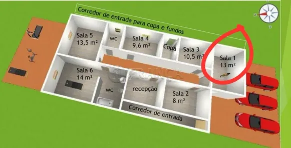 Sala Comercial para alugar, 13m² no Jardim Didinha, Jacareí