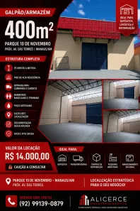 Galpão/Depósito/Armazém para alugar, 400m² no Parque 10 de Novembro, Manaus
