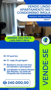 Apartamento com 2 Quartos à venda, 52m² no Parque Residencial das Nações Indígenas, Cuiabá
