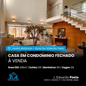 Casa de Condomínio com 4 Quartos à venda, 430m² no Jardim Irajá, Ribeirão Preto