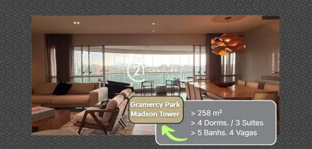 Apartamento com 4 Quartos para alugar, 258m² no Alphaville Empresarial, Barueri