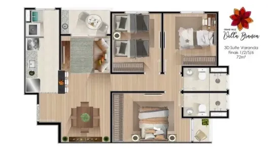 Apartamento com 3 Quartos à venda, 72m² no Loteamento Villa Branca, Jacareí