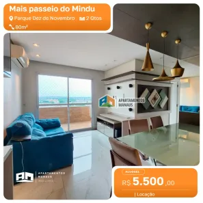 Apartamento com 2 Quartos para alugar, 80m² no Parque 10 de Novembro, Manaus
