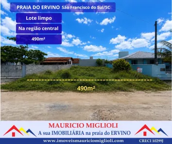 Lote/Terreno à venda, 490m² no Praia do Ervino, São Francisco do Sul