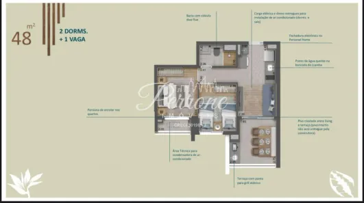Apartamento com 2 Quartos à venda, 49m² no Tatuapé, São Paulo