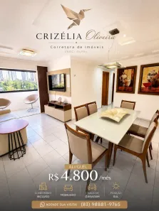 Apartamento com 3 Quartos para alugar, 90m² no Cabo Branco, João Pessoa
