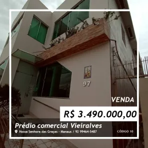 Prédio Comercial à venda, 300m² no São Geraldo, Manaus