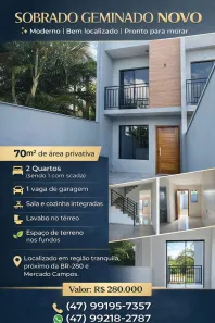 Sobrado com 2 Quartos à venda, 71m² no Parque Residencial Cerro Azul, Araquari