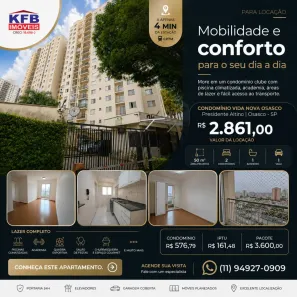 Apartamento com 2 Quartos para alugar, 50m² no Presidente Altino, Osasco