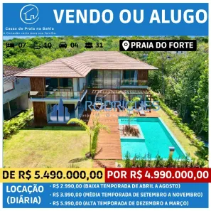 Casa de Condomínio com 7 Quartos à venda, 469m² no , Mata de São João