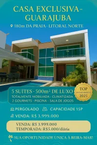 Casa de Condomínio com 5 Quartos à venda, 380m² no Guarajuba (Monte Gordo), Camaçari
