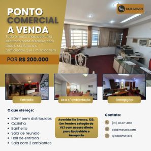 Ponto Comercial à venda, 80m² no Centro, Rio de Janeiro