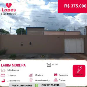 Casa com 2 Quartos à venda, 133m² no Laura Moreira, Boa Vista