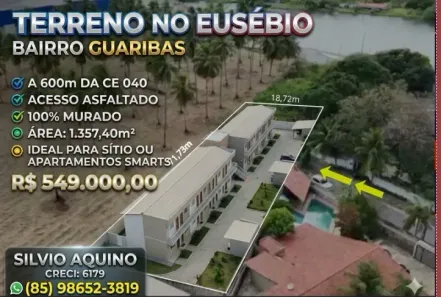 Lote/Terreno à venda, 1357m² no Guaribas, Eusébio