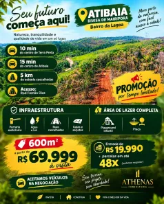 Lote/Terreno à venda, 600m² no Jardim Brasil, Atibaia