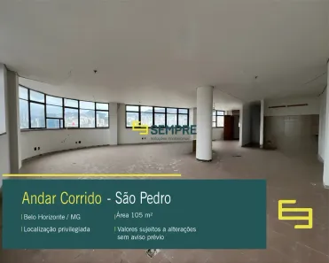 Sala Comercial para alugar, 105m² no São Pedro, Belo Horizonte