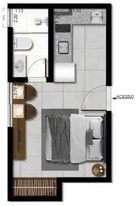 Apartamento com 1 Quarto à venda, 19m² no Mariano Procópio, Juiz de Fora