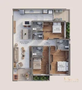 Apartamento com 3 Quartos à venda, 99m² no Jurerê, Florianópolis